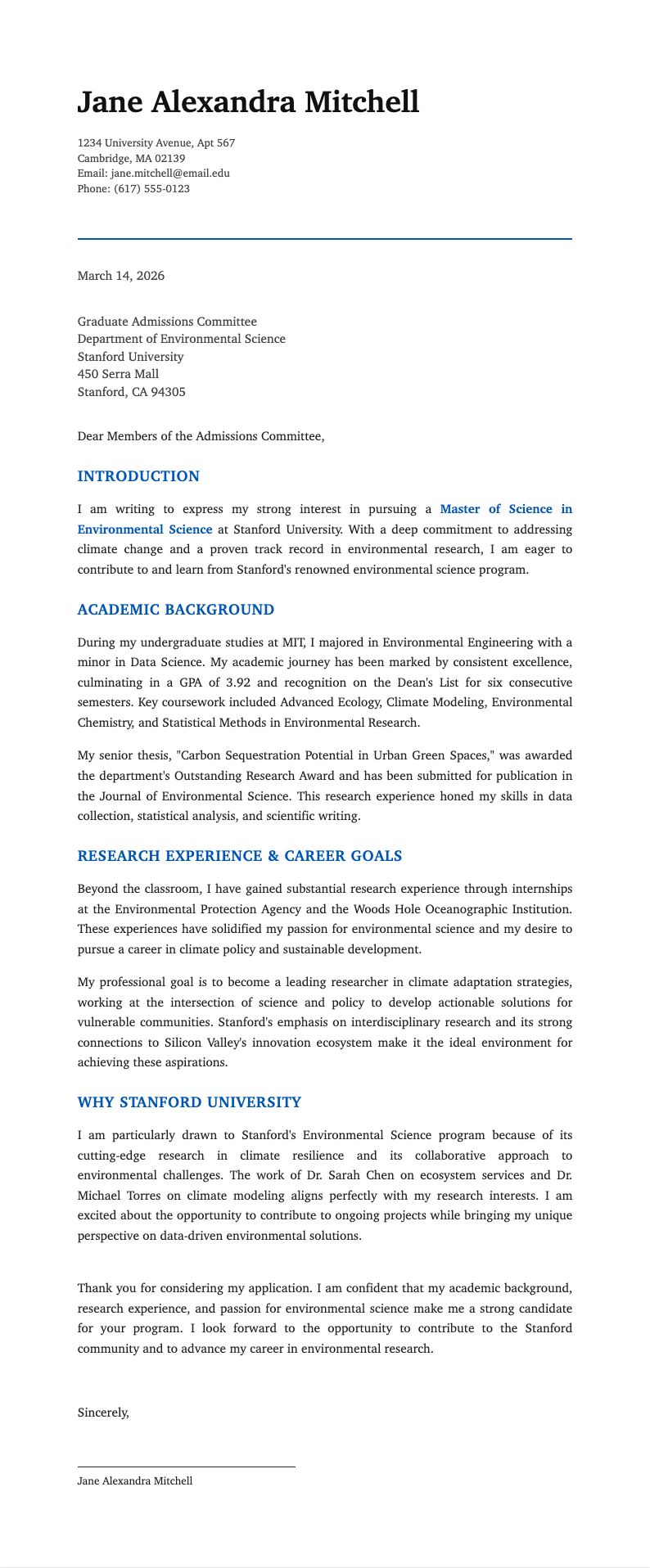 Classic professional letter of intent